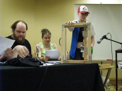 Atlanta Radio Theater Company members practice Foley during the comics track at Dragoncon, 2014.